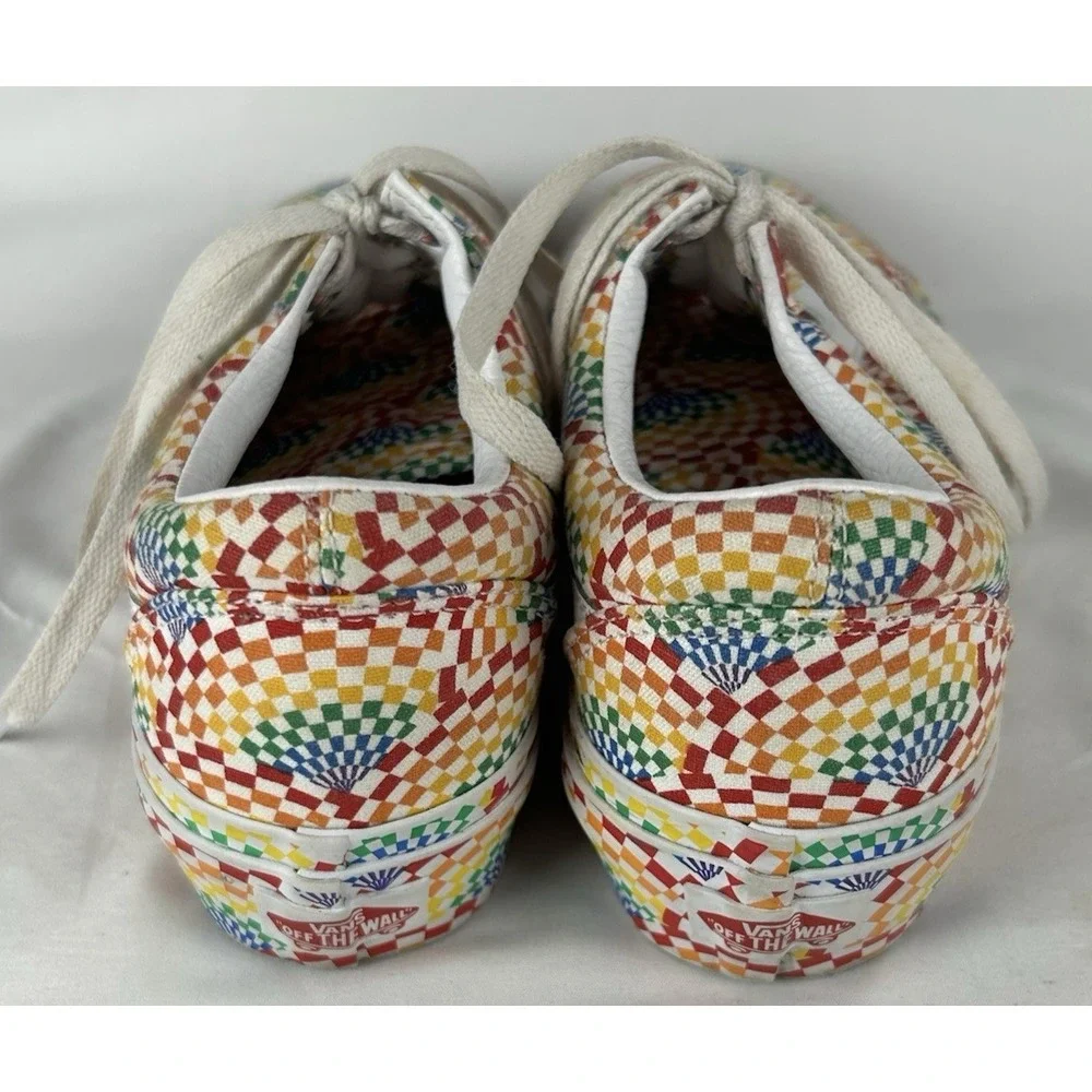 Vans Old Skool Platform Rainbow Checked Shoes Mens 7 Womens 8.5 Lace Up Pride
